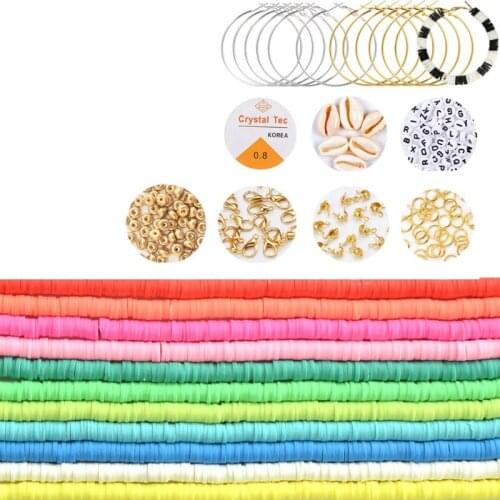 6XDA Polymer Clay Beads Bohemian Soft Pottery Spacer Beads for Jewelry Making Handmade Diy Charm Bracelet Necklace Jewellery