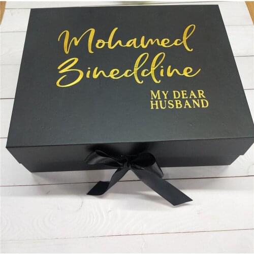 BLACK Luxury Personalsied Gift Box Name & Role Wedding Box Godparents Bridesmaid Groomsmen Bridesmaid Proposal Maid of Honour