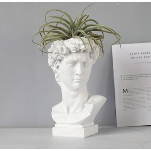 David Vase David Head Portraits Resin Michelangelo Buonarroti Imitation Gypsum Living Room Plants Flower Pot Ornaments R5215