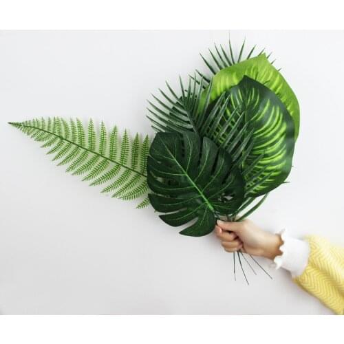 New 1PC Artificial Fake Plant Silk Palm Monstera Leaves Plant for Wedding Party Home Decoration DIY Photography Props Background