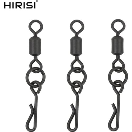50 X Carp Fishing Rolling Swivel Long Body Q Shaped Fishing Swivel with Single Ring