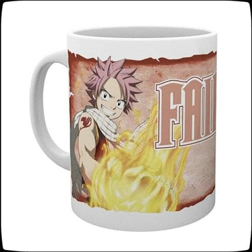 FAIRY TAIL Coffee Mug with Lid and Spoon 11oz White Ceramic Milk Tea Travel Cups and Mugs Friends Birthday Gift Safe Package Cup