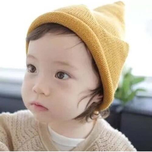 1 Pcs Korean Fashion Lovely Elfin Children Knitted Caps Autumn Winter Baby Keep Warm Hats For Girl And Boy 7 Colors 8480