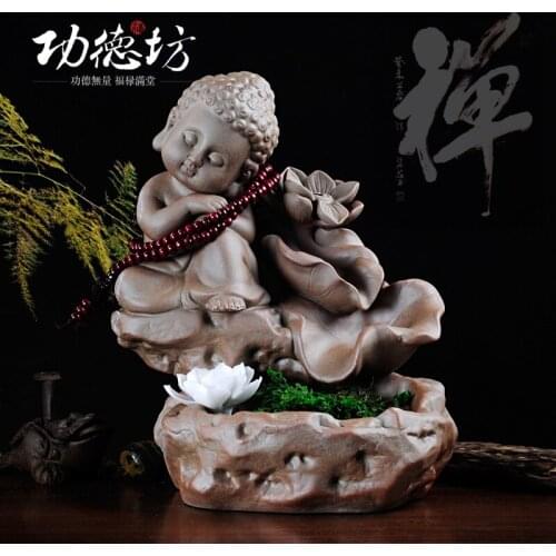 Creative ceramic incense burners aromatherapy furnace back purple Guan Yin bodhisattva, Tathagata incense ornaments