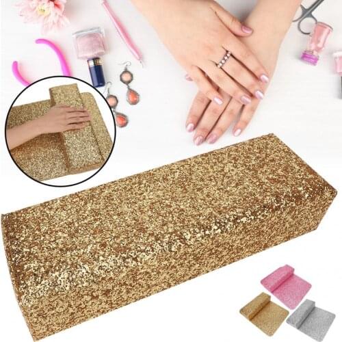 Manicure Table Shinning Sequins Nail Art Table Mat Cushion Pad Pillow Hand Holder Hand Rest Manicure Tool Nails Accessories