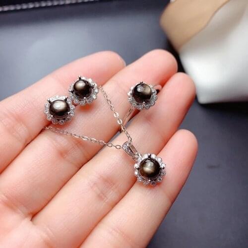 Natural Star Light Sapphire Earrings 925 Silver Sapphire Earrings for Office Woman Real Sapphire Jewelry