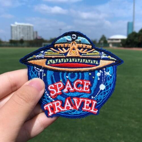 Nicediy UFO Alien Patch Iron On Patches 3D DIY Heat-adhesive Embroidered Patches For Clothing spaceship Patch For Clothes CD