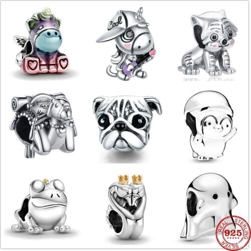 New 925 Sterling Silver Colourful Rainbow Bruno the Unicorn Charm Beads Fit Original Charms Pandora Bracelet Bead Jewelry making