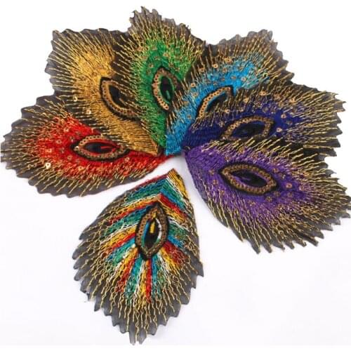 50PCS Embroidery sequin peacock patches accessories Patchwork Handmade DIY Needlework sewing Cloth paste accessories 450