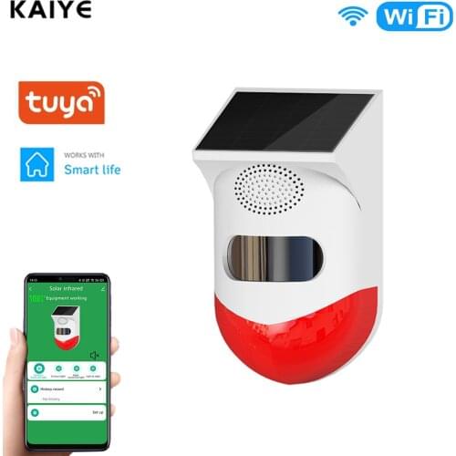 TUYA Wifi Solar Infrared Detector Wifi Alarm System Solar Sirens Outdoor Waterproof PIR Sensor Wireless Strobe Siren Smart Life