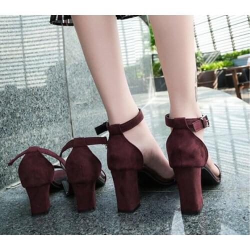 Sunny everest 2019 new Girls shoes women sandals female shoes high heel summer cool belt wine red black students 34-40