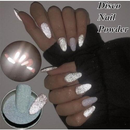 3g jar Grey Nail Art Glitter Powder Reflective powder NEW 2020 Chrome pigment powder Glow dark for Nail art (Disco dance powder)