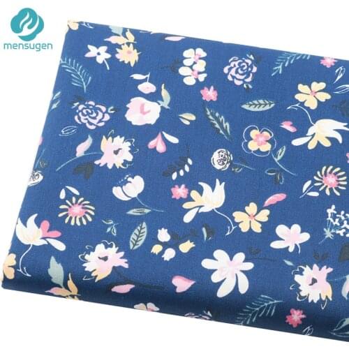 Fabric Meter Navy color Floral 100% Cotton Fabrics for Sewing Girls Dress Skirts Apron Baby Bed Sheet Blankets DIY Sewing Cloth