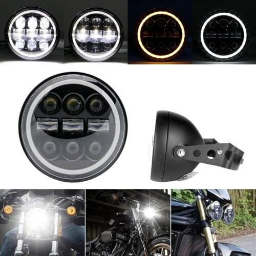 Universal Motorcycle 5.75" Headlight Light Bulb Bucket Housing For Harley Honda Yamaha Kawasaki 5-3/4" LED Headlamp