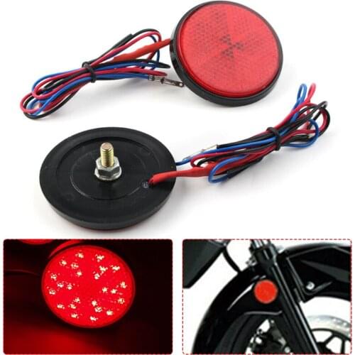 2pcs Universal Red LED Round Motorcycle Tail Light 12V Mini Motorbike Reflector Turn Signal Brake Stop Lamp for bicycle scooter
