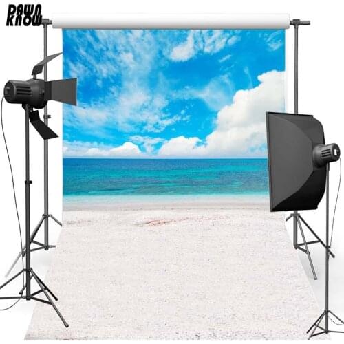 DAWNKNOW Seaside Sky Cloud Vinyl Photography Background For Baby New Fabric Polyester Backdrop For Family Photo Studio F2635