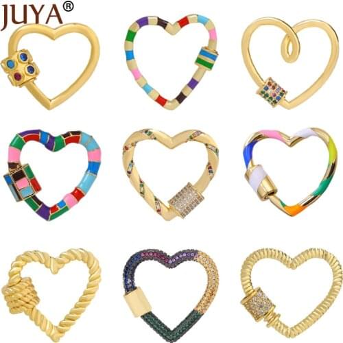 JUYA Jewelry Making Cute Heart Clasp CZ Lock Hook Spiral Clasps For DIY Luxury Women Necklace Bracelet Hand Made Accessories
