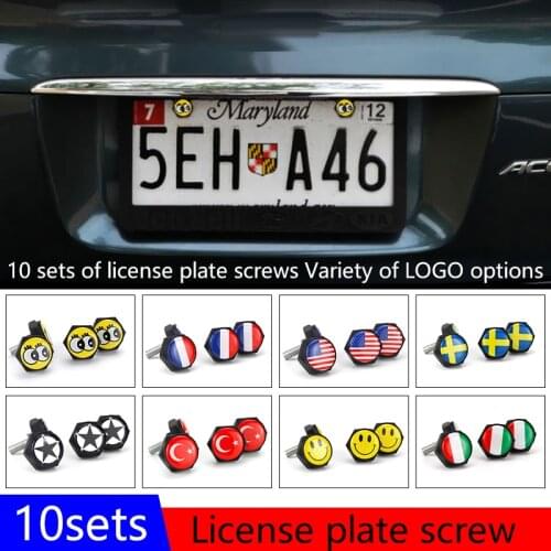 10 sets car logo alloy plate screw fixed license plate frame license plate frame bolts take Cool and personalized style Stickers