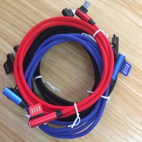 200pcs/lot 1M/3FT Double L Bending Elbow Micro USB Cable 2A Fast Charging Data Sync cable for Samsung galaxy s6 s7 s4 Xiaomi lg