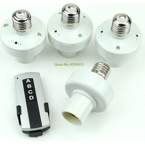4Pcs Wireless Remote Control Light E27 Lamp Bulb Holder Cap Socket Switch New Drop Shipping Support