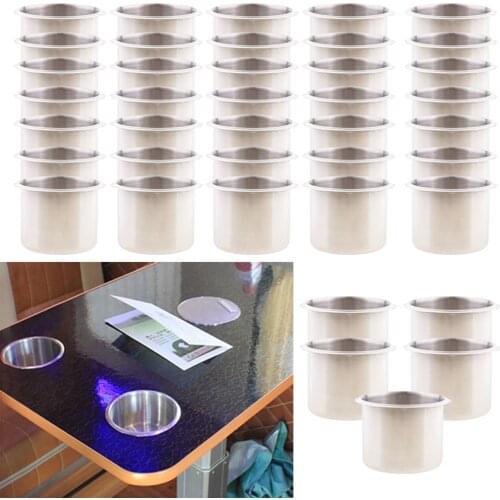 40Pcs Polished Cup Drink Holder for Boat Sofa Game Table Silver 68x55mm