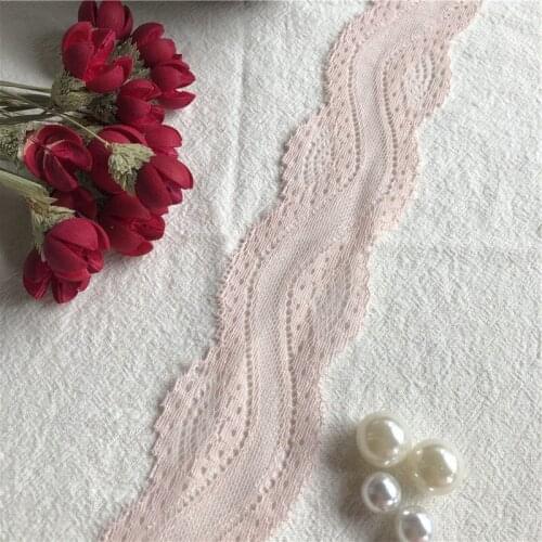 Pale pink S1885 5cm pretty elastic lace trim stretch lace band clothing and garment