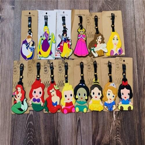 Disney Princess mermaid Anime Action Toy Figures Cartoon Products Accessories Luggage Tag Suitcase Unisex Gifts