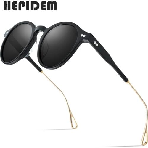 HEPIDEM Acetate Polarized Sunglasses Women 2020 New Brand Designer High Quality UV400 Vintage Round Sun Glasses for Men 9121