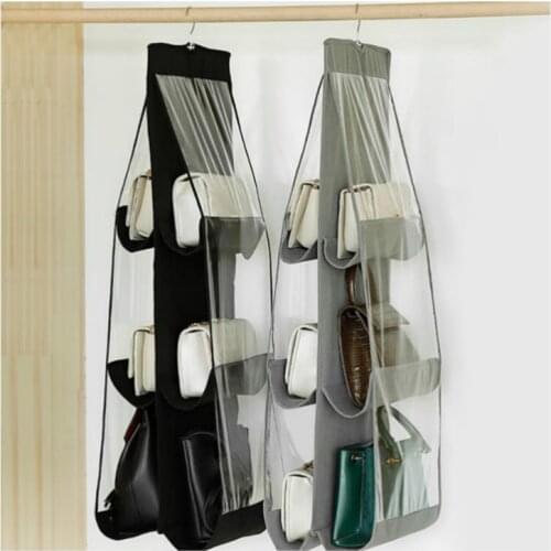Pockets Hanging Closet Organizer Clear Foldable Handbag Purse Storage Bag Bags Home Storage Organization