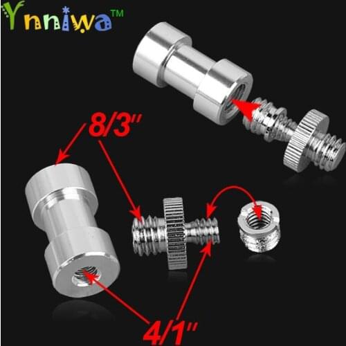 3 in 1 Chrome-plated steel 1/4" 3/8" Screw 3/8" Spigot Stud Convert Adapter Kit for SLR Camera Tripod