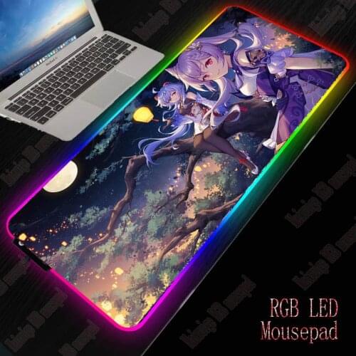 Anime Girls RGB LED Mouse Pad Gamer Large Extended Non-slip Rubber HD Printing Gaming Accessories Mousepad XXL Desk Mat Dropping