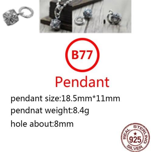 B77 S925 sterling silver pendant retro personality cross ball shape wild pendant punk hip-hop style gift for friend 2020 new hot