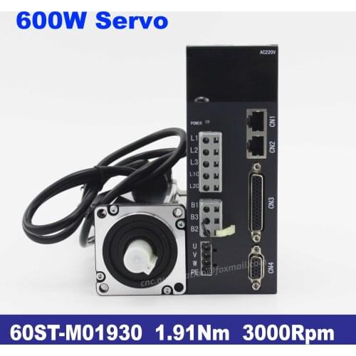 Lichuan 600w servo motor set 60st-01930 3000rpm cnc servo motor high speed ac motor 600W for CNC milling machine
