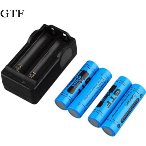 Rechargeable batteries li-ion gtf, four parts, 18650, 3.7v, 12000mah, for flashlight + plugue I, battery charger for attacked