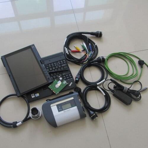 MB star C4 multiplexer five cables with laptop X200T 4G RAM latest software V2020.12 hdd full set MB car diag ready to use
