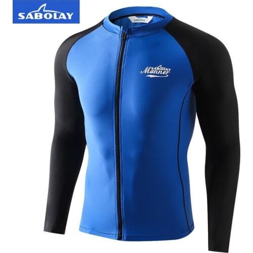Mens Surf Tops Long Sleeve Swimsuit Women Anti-UV Swimming Shirt Zipper Rash Guard Tops Quick-drying Surfing Clothes
