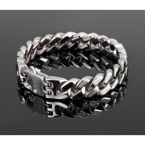 Mans Jewelry Bracelets 13mm Stainless Steel High Polished Cuban Curb Link Chain Bracelet High Quality Jewels Store JB113837-BD