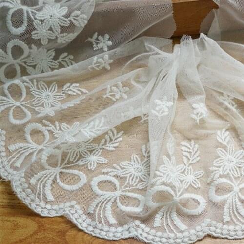 Soft Embroidery Floral Tulle Lace trim Cotton trim Lace Trim Wedding Dress Ribbon Embroidered Fabric DIY Clothing accessories