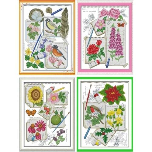 Draw the spring cross stitch kit flowers season Aida count 14ct 11ct printed embroidery DIY handmade needlework supplies bag