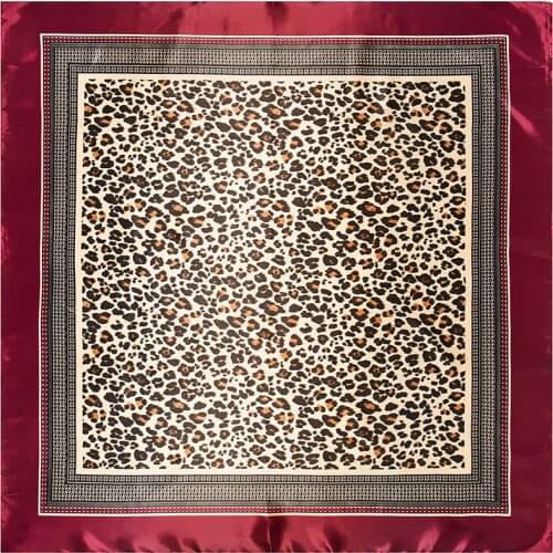 New Arrival Luxury Brand Leopard Silk Satin Square Scarf Fashion Spring Autumn Women Scarfs Shawls 90*90 cm Scarves For ladies