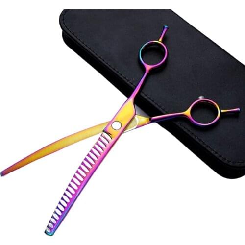 8 Inch Stainless Steel Pet Hair Curved Thinning Cutter Barber Tools Wholesale Supplies Dog Grooming Scissors