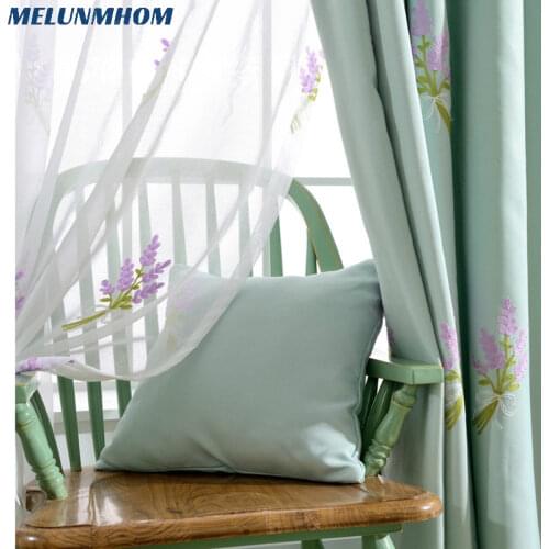 Pastoral Window Curtains for Kids Bedroom Children Embroidered Provence Sheer Curtains For Living Room Curtains for Kitchen