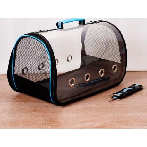 Portable PVC pet travel bag, breathable outdoor with zip closure, bird carrier, transparent parrot cage WJB411