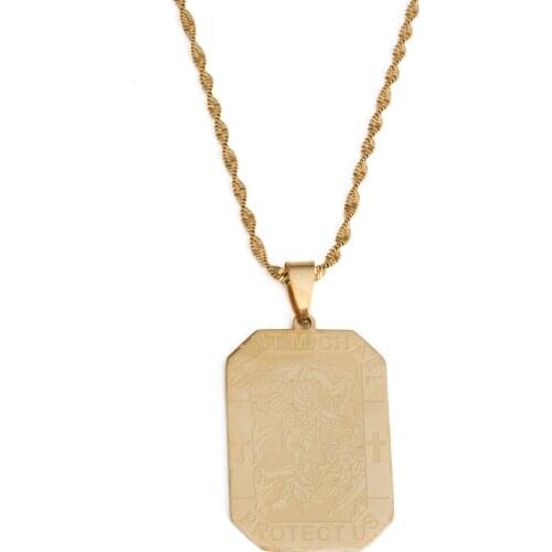 Stainless Steel Saint Michael Necklace Personalized Engraving Best Gifts for Men/Women St. Michael The Archangel Jewelry