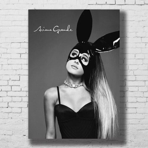 Ariana Grande Music Singer Poster Black and White Wall Art Canvas Print Painting Decoration Picture Wallpaper Living Room Decor