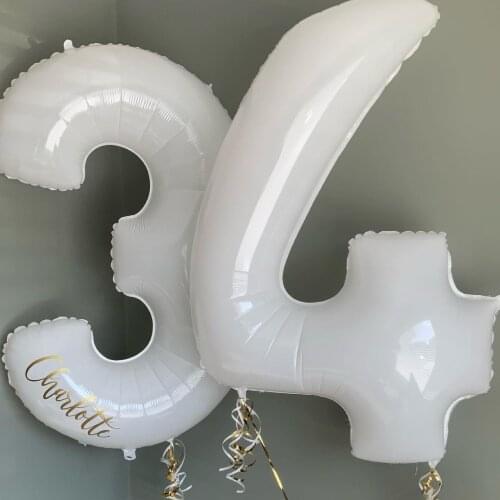 30inch White Number Balloons Giant 0 1 2 3 4 5 6 7 8 9 Large Figures Foil Balloon Birthday Party Decoration Birthday Globos