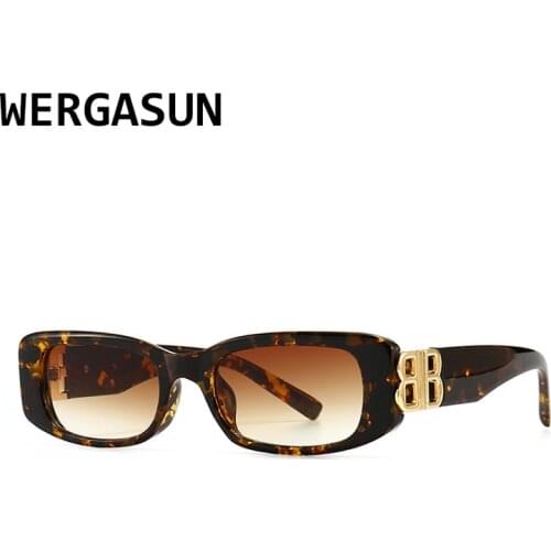 WERGASUN Vintage Sunglasses Women Men Rectangle Retro Brand Designer Sun Glasses Female Male Eyewear Oculos De Sol