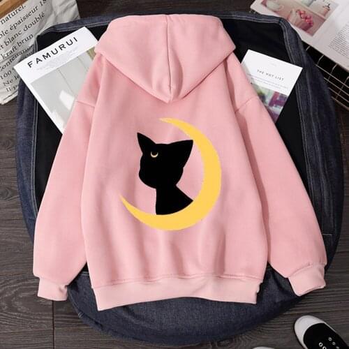 Cartoon Cat Hoodie Casual Streetwear Harajuku Oversized Sweatshirt Goth Clothes Women Punk Gothic Vintage Sweatshirt Women Soft