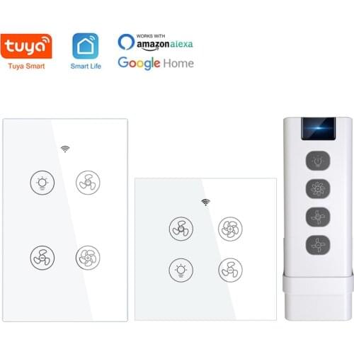 Smart Ceiling Fan Light Switch EU/US WiFi+RF433 Control Smart Life/Tuya APP Remote Timer Work With Alexa And Google Assistant