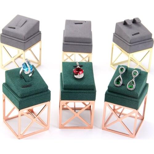 Velvet & Metal Jewelry Display Stand Tray Showcase Home Decoration Wonderful Gift for Girls